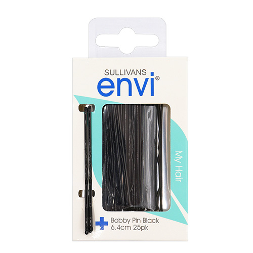 47773 Envi 6.4cm Bobby Hair Pins - 25pk - Black 