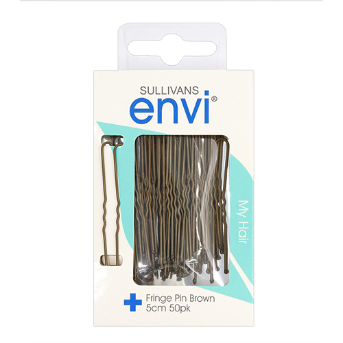 47776 Envi 5cm Fringe Hair Pins - 50pk - Brown
