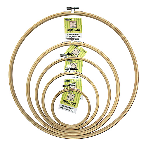 48028 Sullivans 5 Pack Bamboo Embroidery Hoops - Assorted Sizes