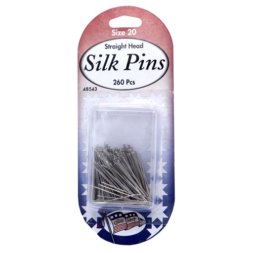 48543 Quilters Silk Pins 32mm Straight Head