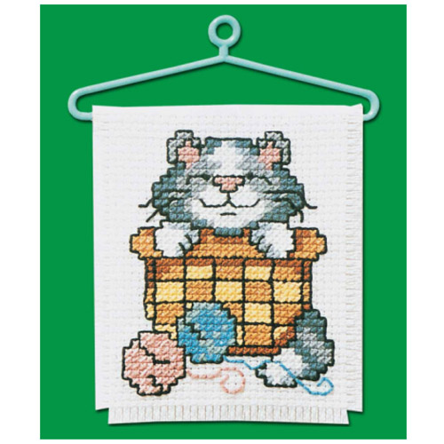 48859 Cross Stitch Kit Cat In Basket