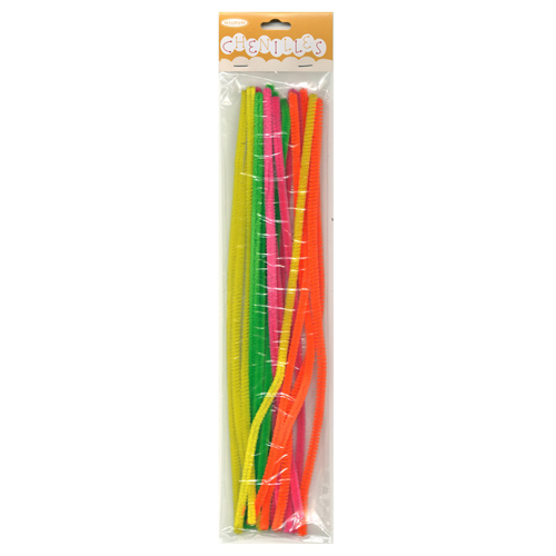 48991 Chenille Stick 6mm Neon Mixed