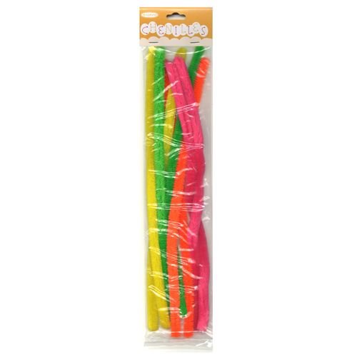 48992 Chenille Stick 12mm Neon Mixed