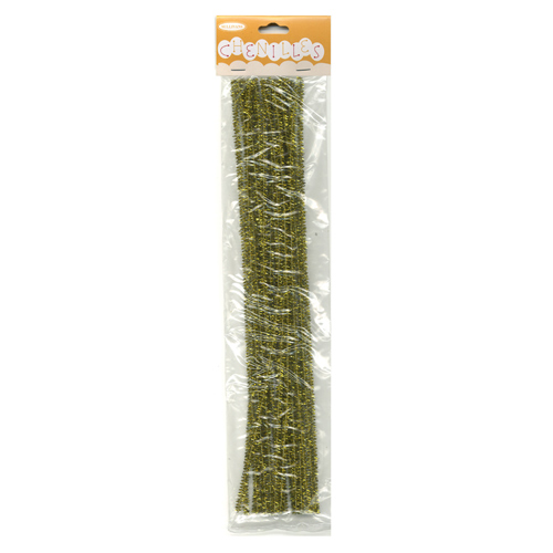 49002 Chenille Stick 3mm Glitter Gold