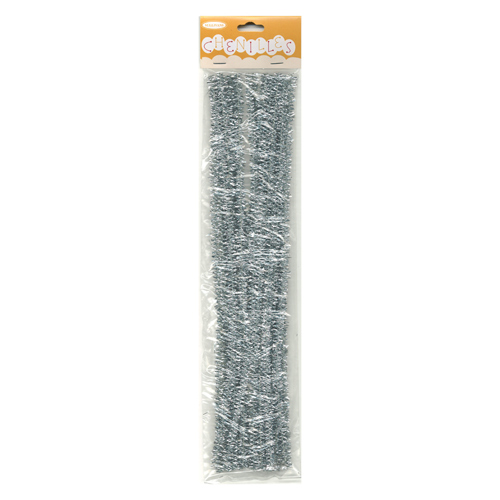 49007 Chenille Stick 6mm Glitter Silver