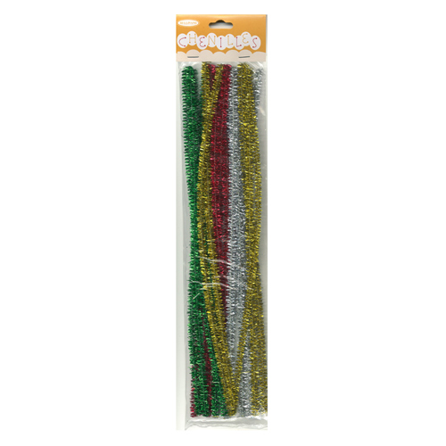 49011 Chenille Stick 6mm Glitter Mixed