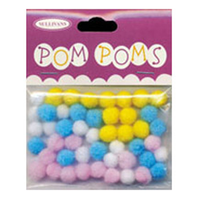 49219 Pom Poms 7mm Pastel Mixed