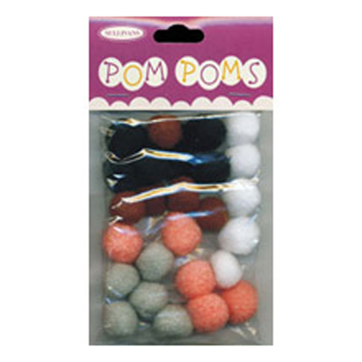 49225 Pom Poms 20mm Animal Mixed