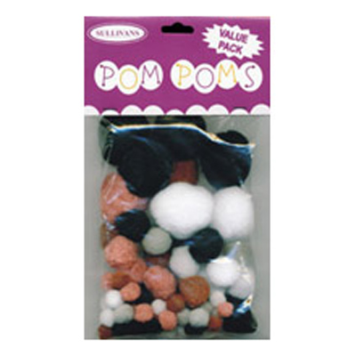 49226 Pom Poms Assorted Animal Value Pack