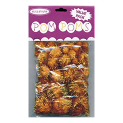 49230 Pom Poms Assorted Glitter Gold Value Pack