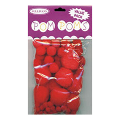 49239 Pom Poms Assorted Red Value Pack