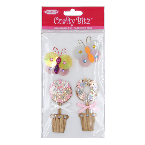 49458 Embellishments Plant/butterfly