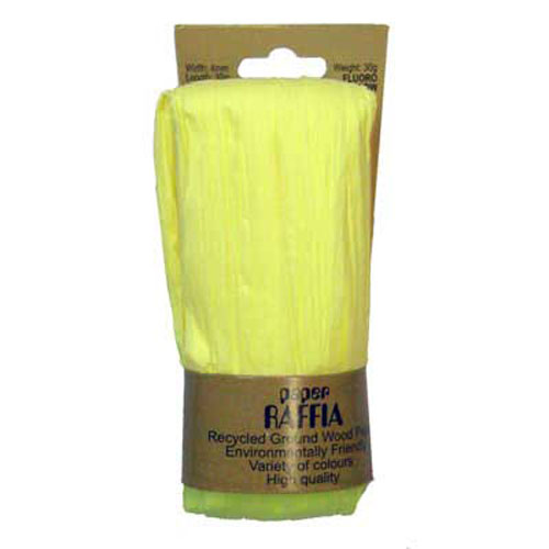 49618 Paper Raffia 4mm Fluro Yellow