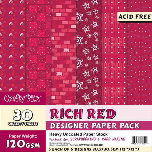 49891 Scrapbook Paper Pack Rich Red