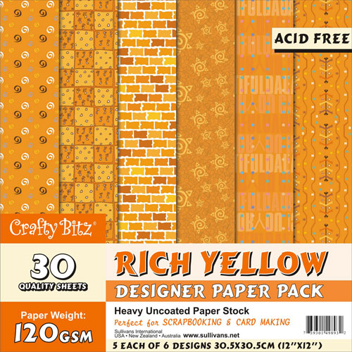 49893 Scrapbook Paper Rich Yellow Assorted