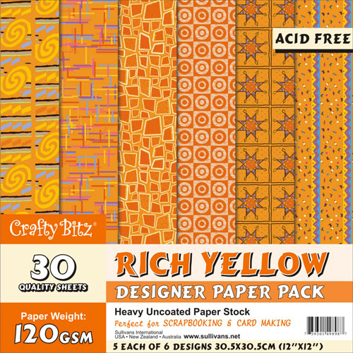 49898 Scrapbook Paper Rich Yellow Assorted