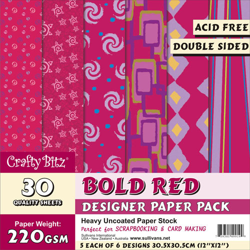49919 Scrapbook Paper Pack Bold Red