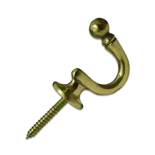 500813 Tie Back Hook 30mm Brass