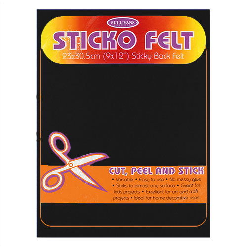 50547 Sullivans Sticko Felt Sheets - 23cmx30cm - Black