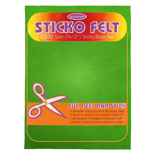 50551 Sullivans Sticko Felt Sheets - 23cmx30cm - Apple Green