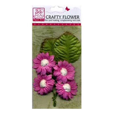 50712 Scr Emb Flower & Leaves Hot Pink