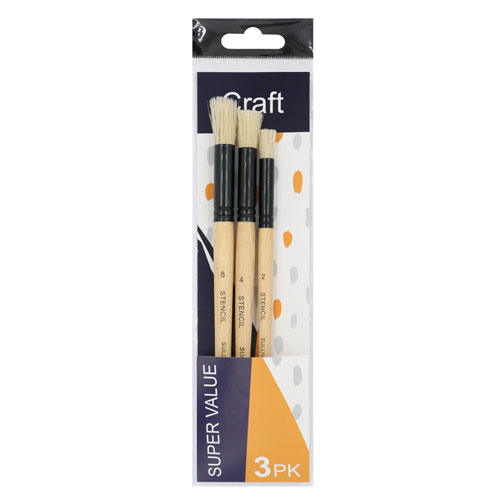 50858 Sullivans Super Value 3pk Paint Brushes - 1 4 6 Stencil