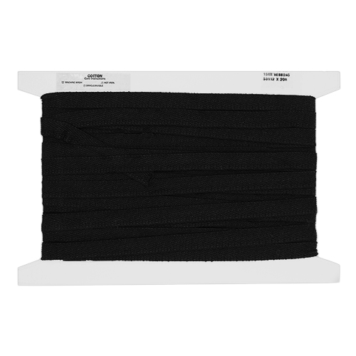53112 Sullivans 15mm Cotton Webbing - Black 20mts