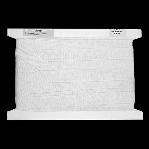 53118 Sullivans 25mm Cotton Webbing - White 20mts