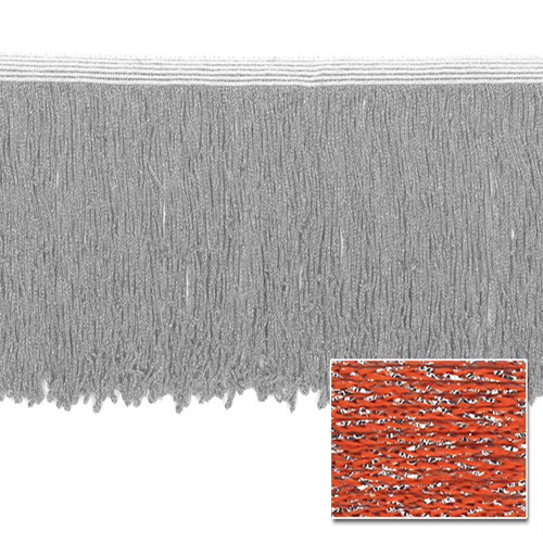 53606 Fringe Looped Stretch 150mm Orange Silver