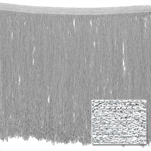 53608 Fringe Looped Stretch 300mm White Silver