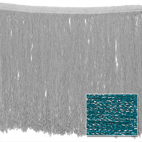 53613 Fringe Looped Stretch 300mm Teal Silver