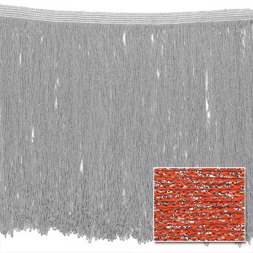 53614 Fringe Looped Stretch 300mm Orange Silver
