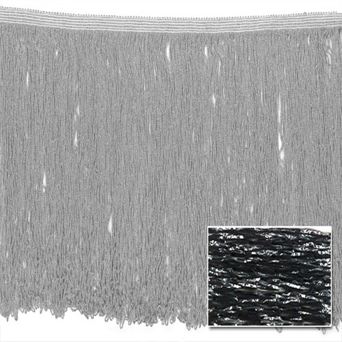 53615 Fringe Looped Stretch 300mm Black Silver