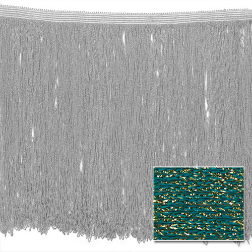 53629 Fringe Looped Stretch 300mm Teal Gold