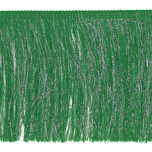 54445 Fringe Cut 150mm Emerald Lurex Silver