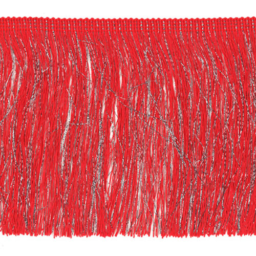54447 Fringe Cut 150mm Atom Red Lurex Silver