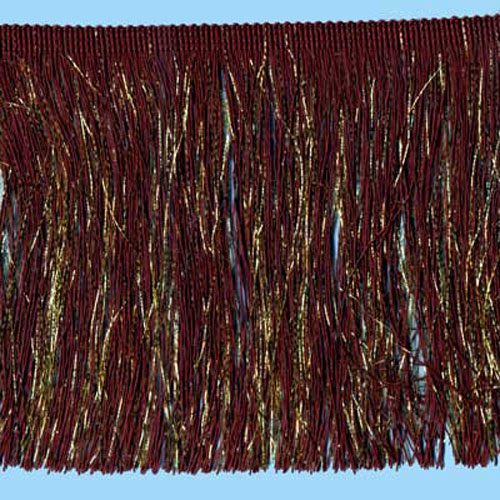 54449 Fringe Cut 150mm Burgundy Lurex Gold