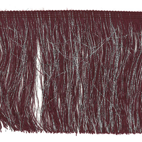 54450 Fringe Cut 150mm Burgundy Lurex Silver