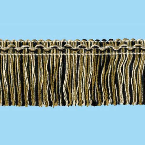 54613 Fringe Cut 75mm White Black Mustard