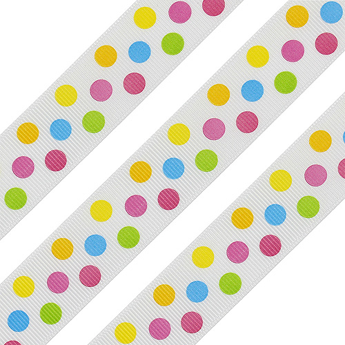 55087 Ribbon Grosgrain 22mm White Multi