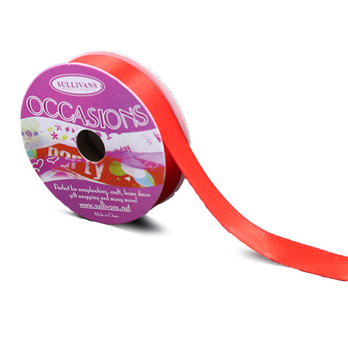 55519 Sullivans 13mm Satin Single Sided Ribbon - Red 6mts