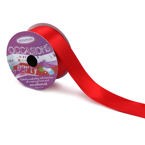 55684 Sullivans 25mm Satin Single Sided Ribbon - Red 4mts