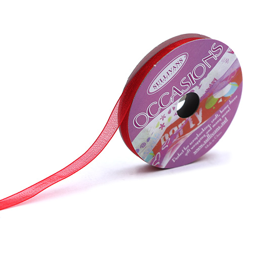55794 Sullivans 6mm Organza Ribbon - Red 8mts