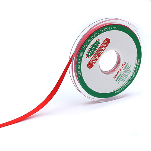 56070 Sullivans 6mm Double Sided Ribbon - Red 20mts