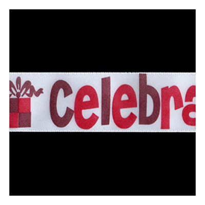 56232 Ribbon Satin 25mm White Red