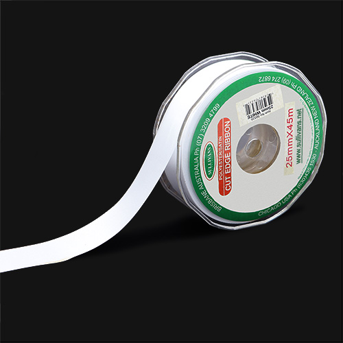 56535 Sullivans 25mm Cut Edge Ribbon - White 45mts