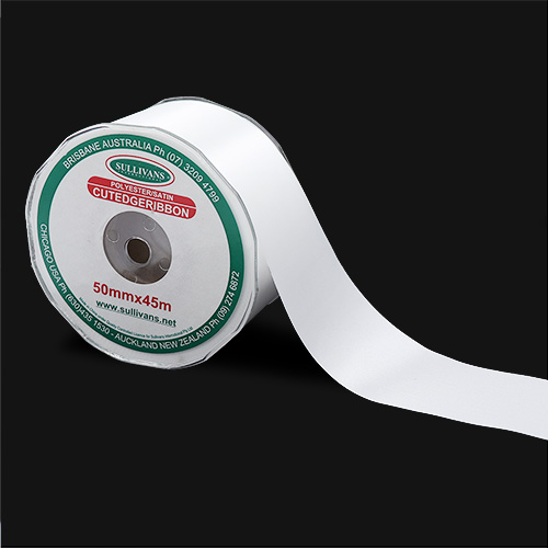 56551 Sullivans 50mm Cut Edge Ribbon - White 45mts