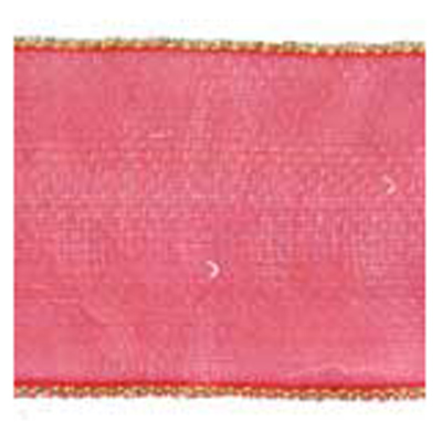 57228 Ribbon Organza 40mm Red Gold