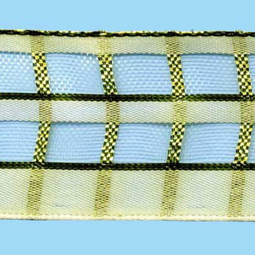 57255 Ribbon Satin Metallic 38mm Cream Check