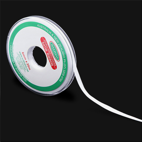 57480 Sullivans 6mm Double Sided Ribbon - White 20mts
